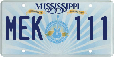 MS license plate MEK111