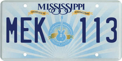 MS license plate MEK113