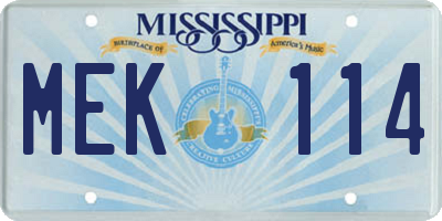 MS license plate MEK114