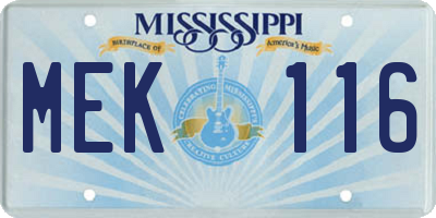 MS license plate MEK116