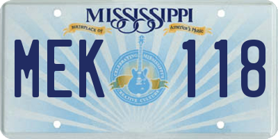 MS license plate MEK118