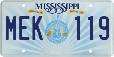 MS license plate MEK119