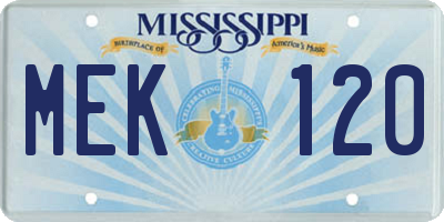 MS license plate MEK120