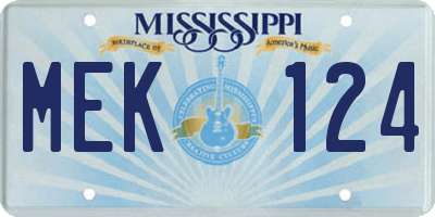 MS license plate MEK124