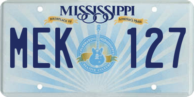 MS license plate MEK127