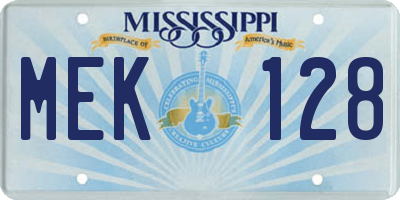 MS license plate MEK128