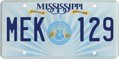 MS license plate MEK129