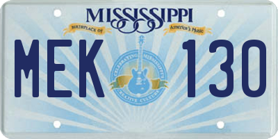 MS license plate MEK130