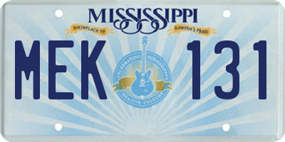 MS license plate MEK131