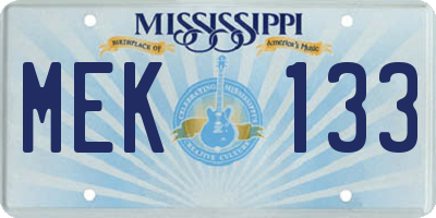 MS license plate MEK133