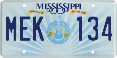 MS license plate MEK134