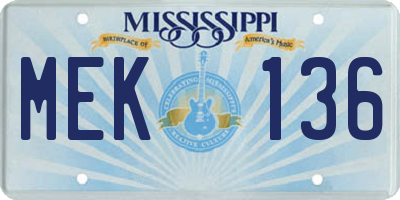MS license plate MEK136