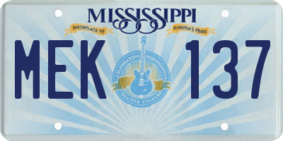 MS license plate MEK137