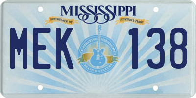 MS license plate MEK138
