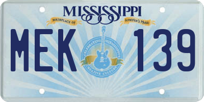 MS license plate MEK139