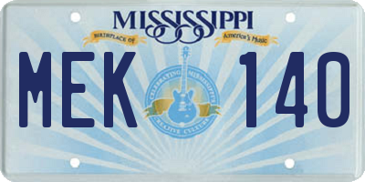 MS license plate MEK140