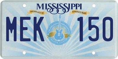 MS license plate MEK150