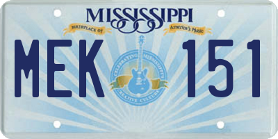 MS license plate MEK151