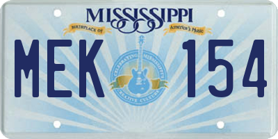 MS license plate MEK154