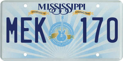 MS license plate MEK170
