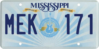 MS license plate MEK171