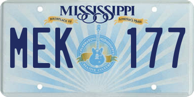MS license plate MEK177