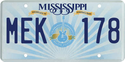 MS license plate MEK178