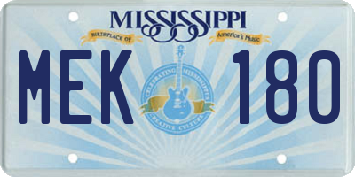 MS license plate MEK180
