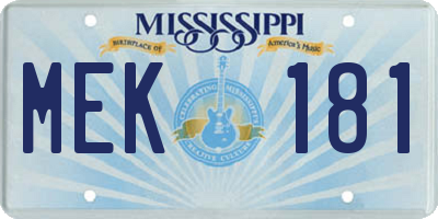MS license plate MEK181