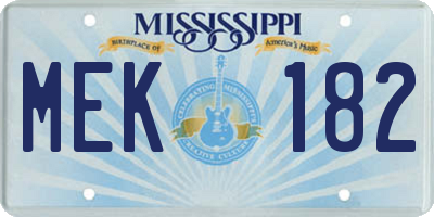 MS license plate MEK182