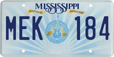 MS license plate MEK184
