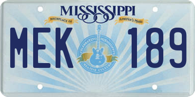 MS license plate MEK189
