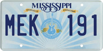 MS license plate MEK191
