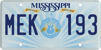 MS license plate MEK193