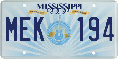 MS license plate MEK194