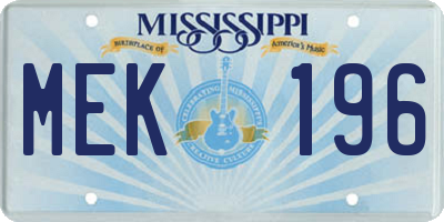 MS license plate MEK196