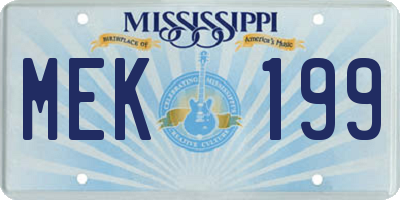 MS license plate MEK199
