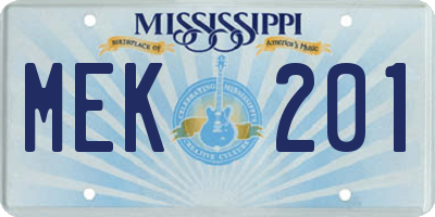 MS license plate MEK201