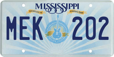 MS license plate MEK202