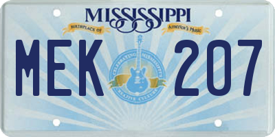 MS license plate MEK207