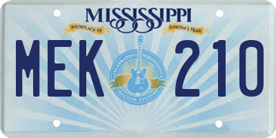 MS license plate MEK210