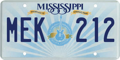 MS license plate MEK212