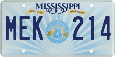 MS license plate MEK214
