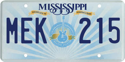 MS license plate MEK215