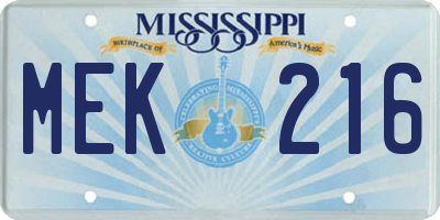 MS license plate MEK216