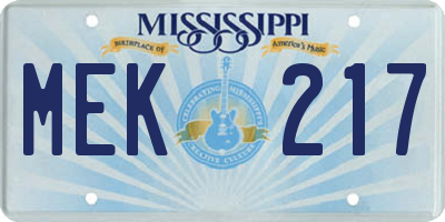 MS license plate MEK217