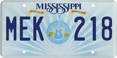 MS license plate MEK218