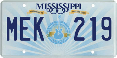 MS license plate MEK219