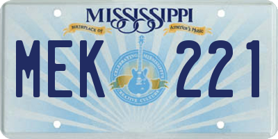 MS license plate MEK221