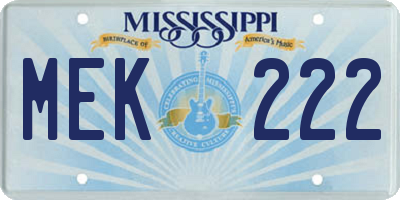 MS license plate MEK222